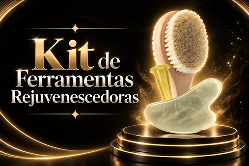 Kit de ferramentas rejuvenescedoras: gua sha, ventosa e escova facial